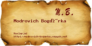 Modrovich Bogárka névjegykártya